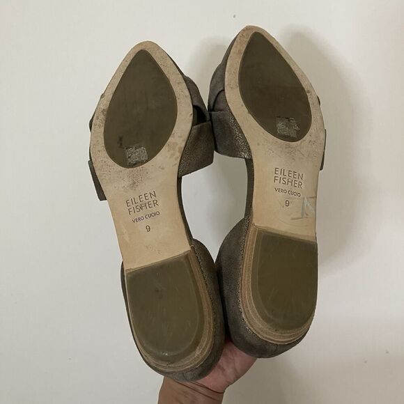 Eileen Fisher Fuller Metallic Bronze Suede leather d'Orsay Flat point toe US 9 - Picture 6 of 6
